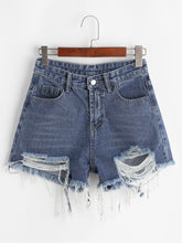 Load image into Gallery viewer, Frayed Raw Hem Denim Shorts - Ur Easy Way Shop