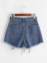 Load image into Gallery viewer, Frayed Raw Hem Denim Shorts - Ur Easy Way Shop