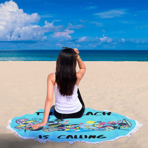 Summer Beach Towel Round - Blue - Ur Easy Way Shop