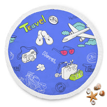 Load image into Gallery viewer, Travel Dark Blue Beach Towel Round - Ur Easy Way Shop