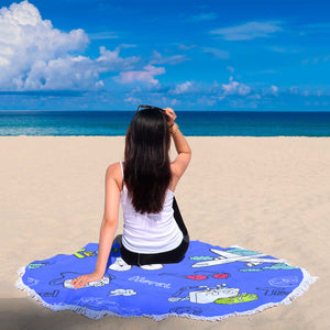 Travel Dark Blue Beach Towel Round - Ur Easy Way Shop