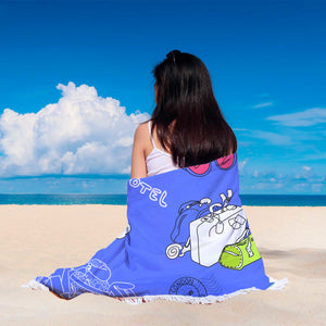 Travel Dark Blue Beach Towel Round - Ur Easy Way Shop