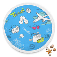 Load image into Gallery viewer, Travel Light Blue Beach Towel Round - Ur Easy Way Shop