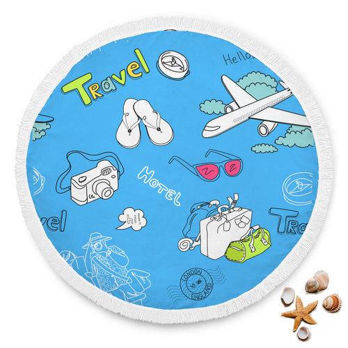 Travel Light Blue Beach Towel Round - Ur Easy Way Shop