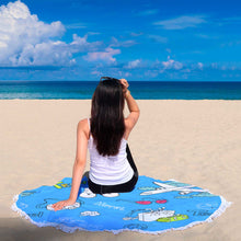 Load image into Gallery viewer, Travel Light Blue Beach Towel Round - Ur Easy Way Shop