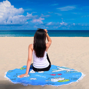 Travel Light Blue Beach Towel Round - Ur Easy Way Shop