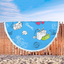 Load image into Gallery viewer, Travel Light Blue Beach Towel Round - Ur Easy Way Shop