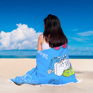 Travel Light Blue Beach Towel Round - Ur Easy Way Shop