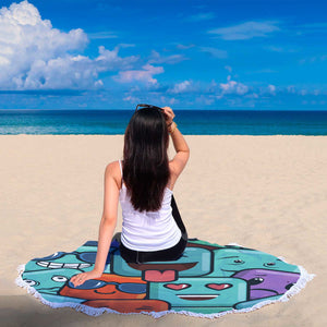 Cube Emojis Beach Towel Round - Ur Easy Way Shop