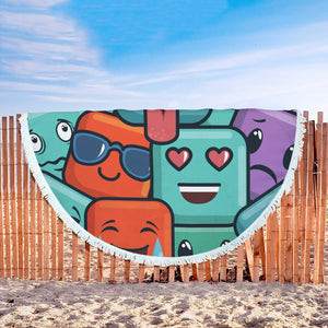 Cube Emojis Beach Towel Round - Ur Easy Way Shop