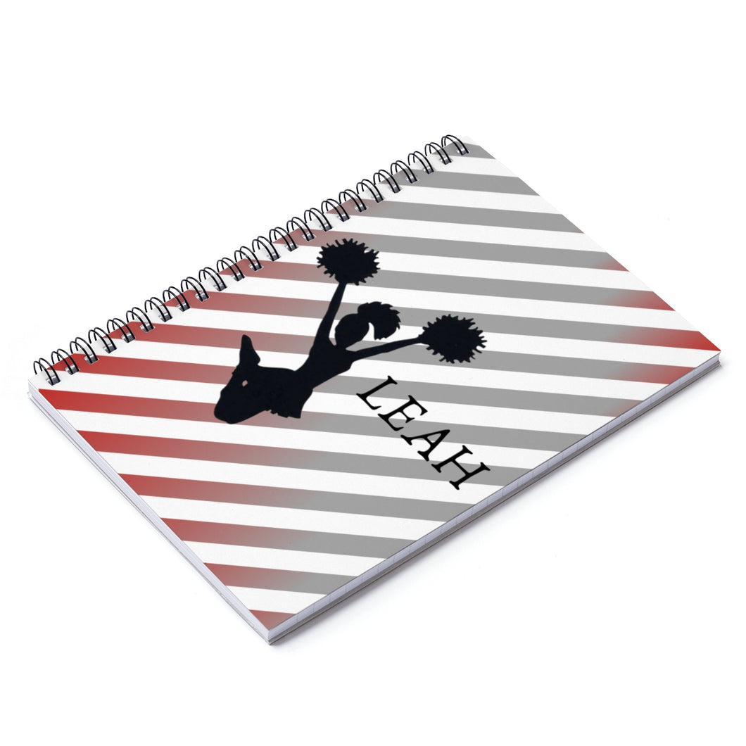 Girl Leah Custom Cheerleader Spiral Notebook - Ruled Line - Ur Easy Way Shop