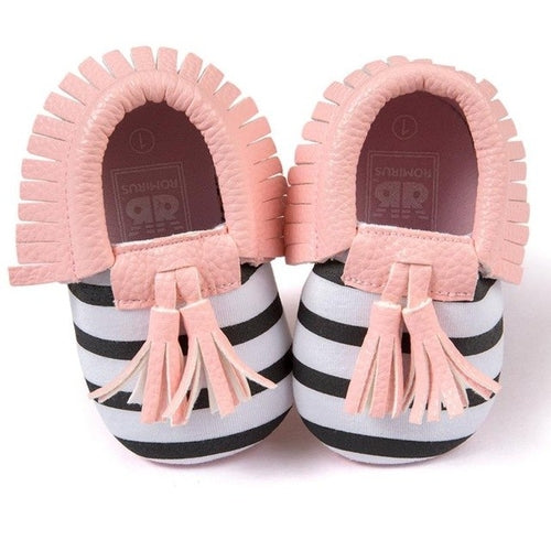 Baby Pink Striped Slip On Shoes - Ur Easy Way Shop
