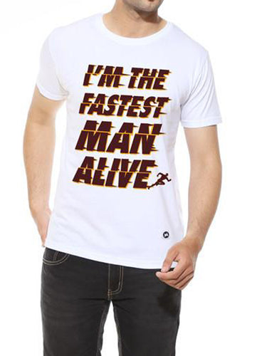 Fastest Man  White  Half Sleeve Graphic T Shirt - Ur Easy Way Shop