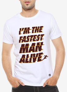 Fastest Man  White  Half Sleeve Graphic T Shirt - Ur Easy Way Shop