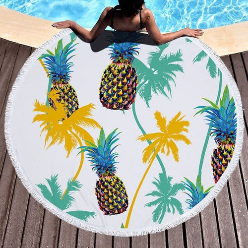 Pineapple Print Beach Towel Round /Summer - Ur Easy Way Shop