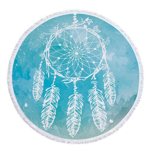 Feather/Dream catcher Beach Towel Round /Summer - Ur Easy Way Shop