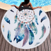 Load image into Gallery viewer, Feather/Dream catcher Beach Towel Round /Summer - Ur Easy Way Shop