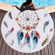 Load image into Gallery viewer, Feather/Dream catcher Beach Towel Round /Summer - Ur Easy Way Shop