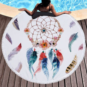 Feather/Dream catcher Beach Towel Round /Summer - Ur Easy Way Shop