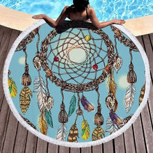 Load image into Gallery viewer, Feather/Dream catcher Beach Towel Round /Summer - Ur Easy Way Shop