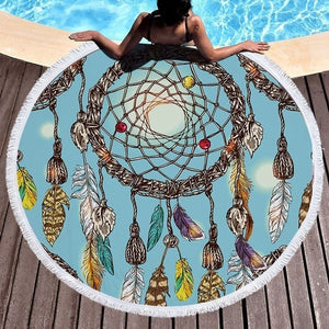 Feather/Dream catcher Beach Towel Round /Summer - Ur Easy Way Shop