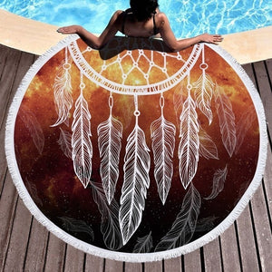 Feather/Dream catcher Beach Towel Round /Summer - Ur Easy Way Shop