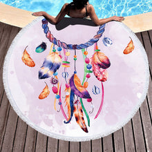 Load image into Gallery viewer, Feather/Dream catcher Beach Towel Round /Summer - Ur Easy Way Shop
