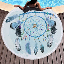Load image into Gallery viewer, Feather/Dream catcher Beach Towel Round /Summer - Ur Easy Way Shop