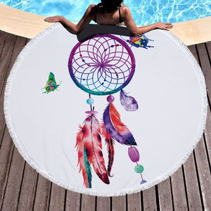 Feather/Dream catcher Beach Towel Round /Summer - Ur Easy Way Shop