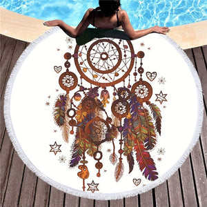 Feather/Dream catcher Beach Towel Round /Summer - Ur Easy Way Shop