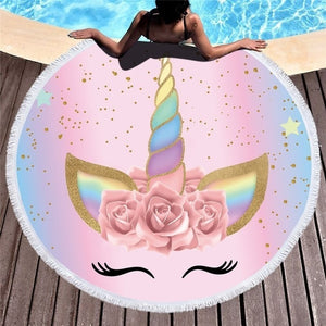 Unicorn Print Beach Towel Round /Summer - Ur Easy Way Shop