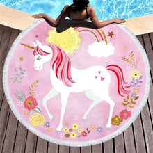 Load image into Gallery viewer, Unicorn Print Beach Towel Round /Summer - Ur Easy Way Shop