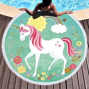 Unicorn Print Beach Towel Round /Summer - Ur Easy Way Shop