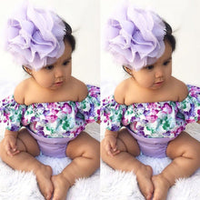 Load image into Gallery viewer, Baby Girls Floral Print Off Shoulder Set - Ur Easy Way Shop