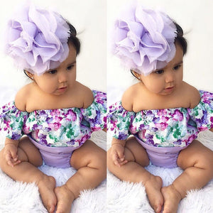 Baby Girls Floral Print Off Shoulder Set - Ur Easy Way Shop