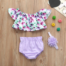 Load image into Gallery viewer, Baby Girls Floral Print Off Shoulder Set - Ur Easy Way Shop
