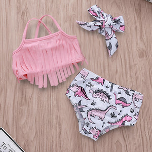 Girl Dinosaur Print Swimsuit & Hair Strap Set - Ur Easy Way Shop