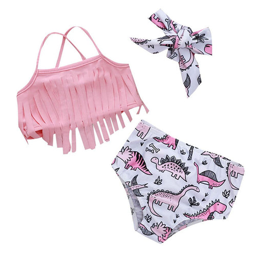 Girl Dinosaur Print Swimsuit & Hair Strap Set - Ur Easy Way Shop