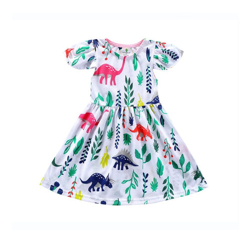 Baby/Girls Floral Dinosaur Print Dress - Ur Easy Way Shop