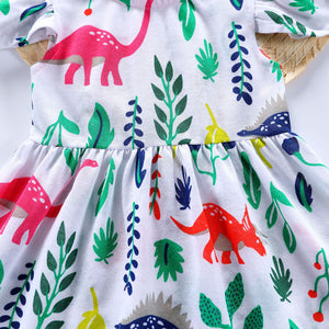 Baby/Girls Floral Dinosaur Print Dress - Ur Easy Way Shop