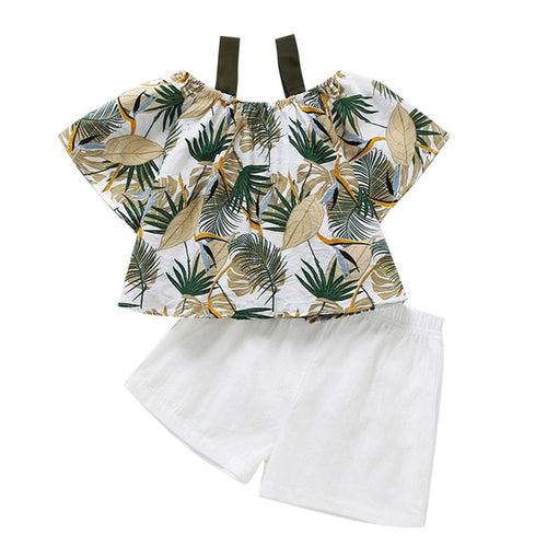Baby/ Girls Leaf Print Top + Shorts Set - Ur Easy Way Shop